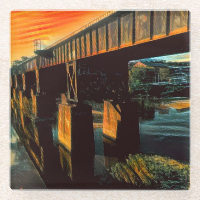 Dessous-de-verre En Verre L'or au-dessus du Dessous de verre en verre du pon (Devant)