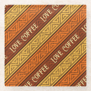 Dessous-de-verre En Verre Love Café Autumnal Terre Brown Orange & Jaune