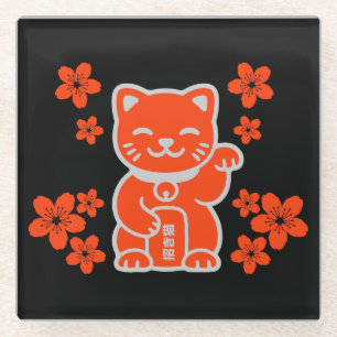 Dessous-de-verre En Verre Lucky Japonais Maneki-neko