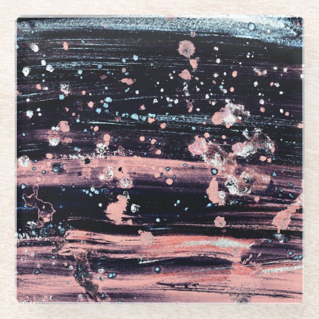 Dessous-de-verre En Verre Lumière glamour gris foncé rose (Devant)