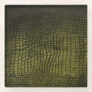 Dessous-de-verre En Verre Luxueuse texture de peau de crocodile foncé.