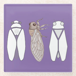 Dessous-de-verre En Verre Magnet cigales de Provence, couleur lavande