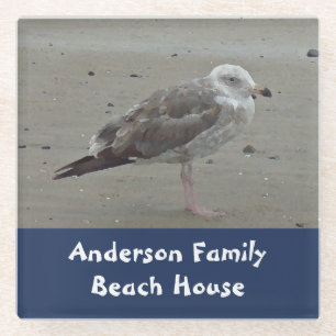 Dessous-de-verre En Verre Maison de plage Nom de famille Oiseau de mer Artis