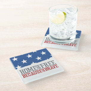 Dessous-de-verre En Verre Maison des libres grâce aux braves drapeau américa