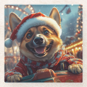 Dessous-de-verre En Verre Malinois Belge Montagnes Russes Noël