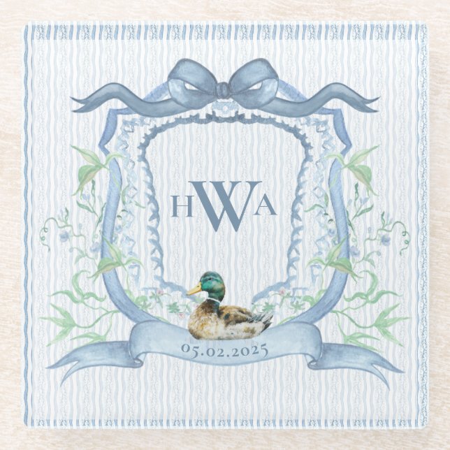 Dessous-de-verre En Verre Mallard Canard Monogramme (Devant)