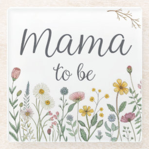 Dessous-de-verre En Verre Maman future fleur sauvage colorée Baby Shower flo