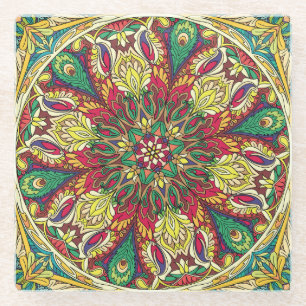 Dessous-de-verre En Verre Mandala Bandana : Conception Vintage Sans Couche.