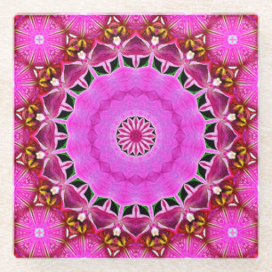 Dessous-de-verre En Verre Mandala No 4, Orchidée violette Dessous de verre 