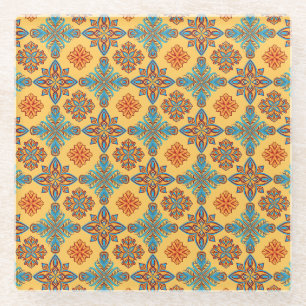 Dessous-de-verre En Verre Mandalas en jaune ambre