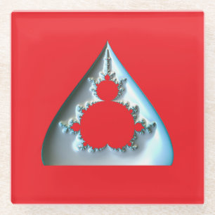 Dessous-de-verre En Verre Mandelbrot argent sur fond rouge
