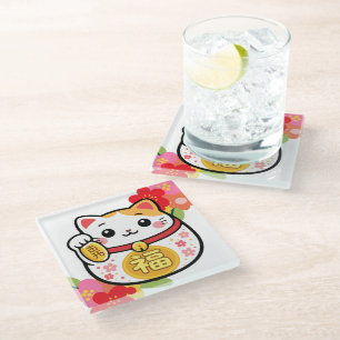 Dessous-de-verre En Verre Maneki Kawaii Japonais