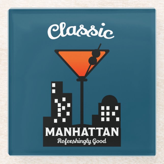 Dessous-de-verre En Verre Manhattan Cocktail Wall Art (Devant)