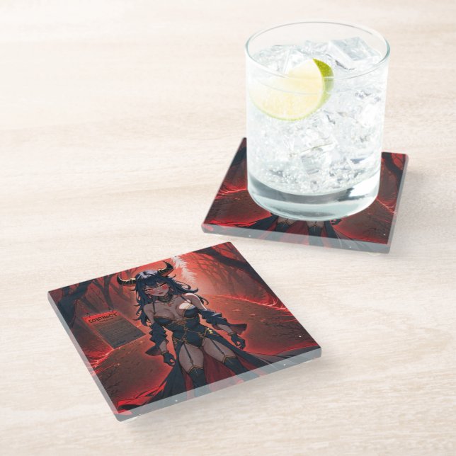 Dessous-de-verre En Verre Manifestation avec contact à Crossroads, Anime Dem (Incliné)