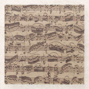 Dessous-de-verre En Verre Manuscrit Bach Musique Feuille Antique