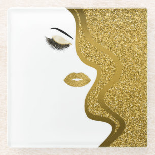 Dessous-de-verre En Verre Maquillage avec effet pailleté