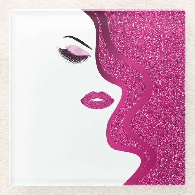 Dessous-de-verre En Verre Maquillage avec effet parties scintillant (Devant)