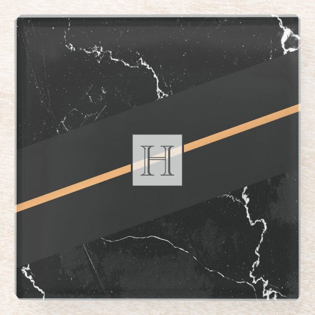 Dessous-de-verre En Verre Marbre noir (Devant)