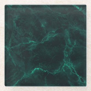 Dessous-de-verre En Verre Marbre vert foncé, texture transparente.