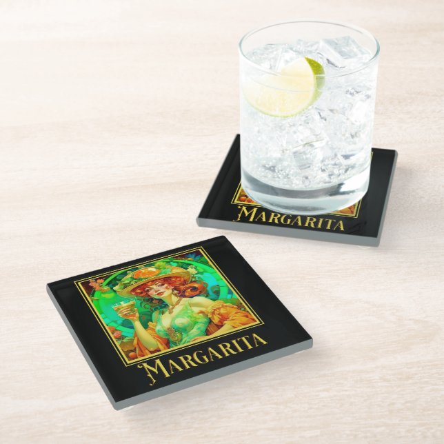Dessous-de-verre En Verre Margarita Art Nouveau (Incliné)