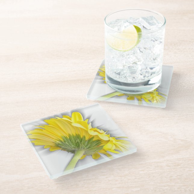 Dessous-de-verre En Verre marguerite jaune (Incliné)