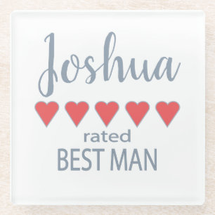 Dessous-de-verre En Verre Mariage et mariage 5 Coeur Meilleur homme