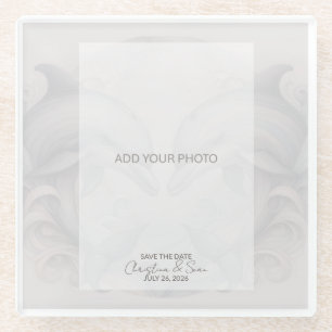 Dessous-de-verre En Verre Mariage unique Enregistrer la date Ajouter la phot