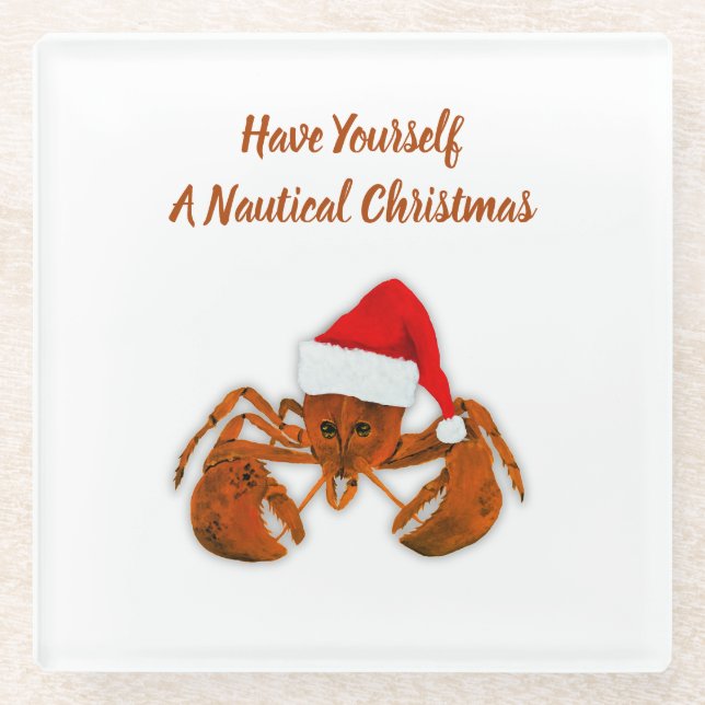 Dessous-de-verre En Verre Maritime Santa Lobster (Devant)
