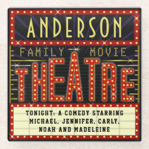 Dessous-de-verre En Verre Marquee Home Cinema  Nom personnalisé