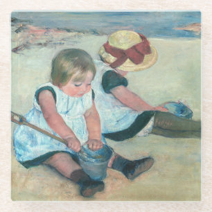 Dessous-de-verre En Verre Mary Cassatt - Enfants jouant sur la plage