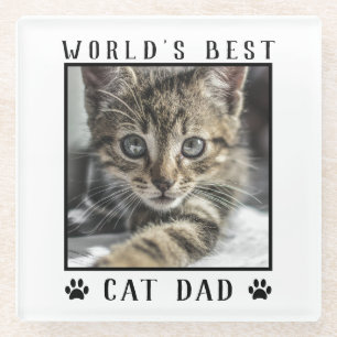 Dessous-de-verre En Verre Meilleur Chat Papa Empreintes de pattes du monde C
