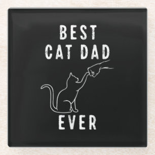 Dessous-de-verre En Verre Meilleur Papa Chat du Monde Papa Chat Paw Coup de 