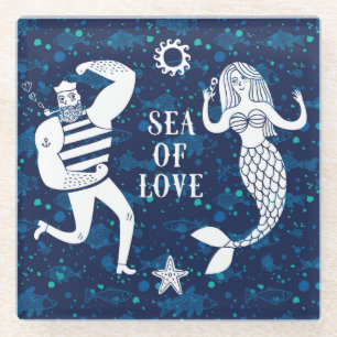 Dessous-de-verre En Verre Mer d'affiche d'amour