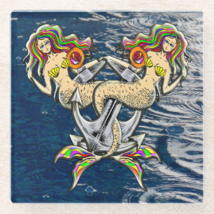 Dessous-de-verre En Verre Mermaids - Design nautique pour les amoureux des o
