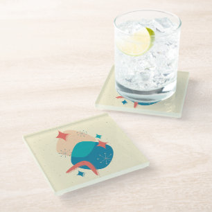 Dessous-de-verre En Verre Mi-siècle Âge atomique Abstrait 17