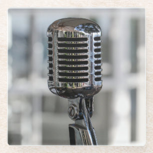 Dessous-de-verre En Verre Microphone de style rétro Vintage très Cool