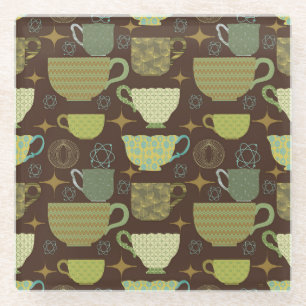 Dessous-de-verre En Verre Mid Century Modern Teacup Brown