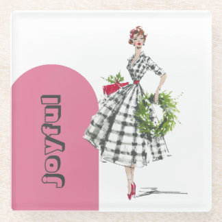 Dessous-de-verre En Verre Mid Century Modern Vintage Lady