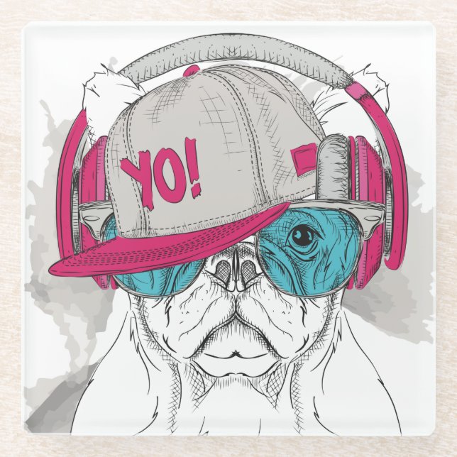 Dessous-de-verre En Verre mignon Bulldog (Devant)