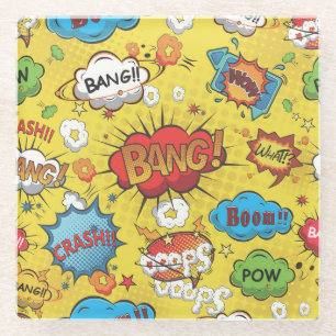 Dessous-de-verre En Verre Mignonne Coloré Discours de dessin bulles