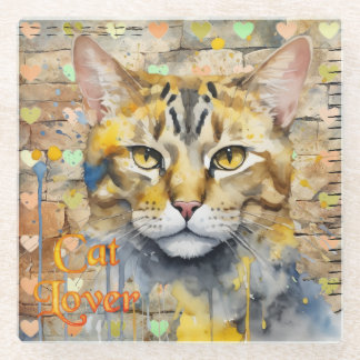Dessous-de-verre En Verre Mixed Media Cat Lover