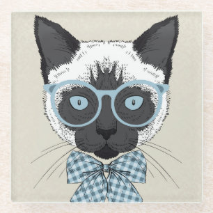 Dessous-de-verre En Verre Mode Smart de chat siamois