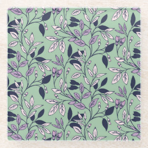 Dessous-de-verre En Verre Modèle floral simple avec Arrière - plan vert doux