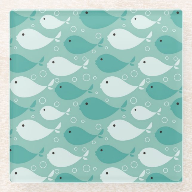 Dessous-de-verre En Verre modelez avec les poissons 2 (Devant)