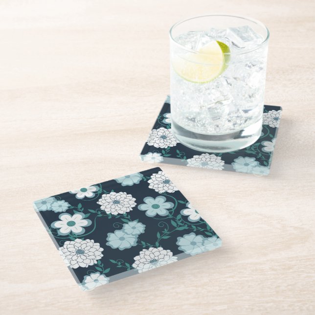 Dessous-de-verre En Verre Modern Elegant Floral Coaster (Incliné)