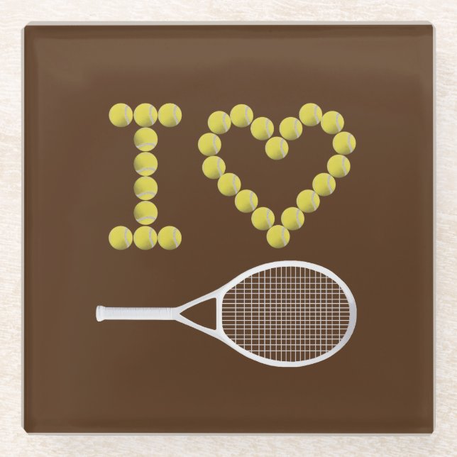 Dessous-de-verre En Verre Modern I Love Tennis Brown (Devant)