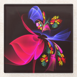 Dessous-de-verre En Verre Moderne coloré Floral Abstrait Art Motif #06