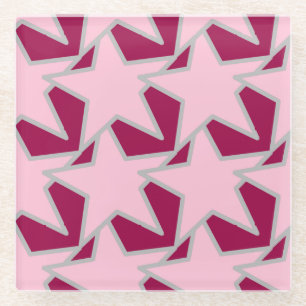 Dessous-de-verre En Verre Moderne Star Géométrique - rose et bordeaux