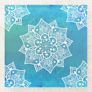 Dessous-de-verre En Verre Moderne turquoise bleu ombre pascolor mandala