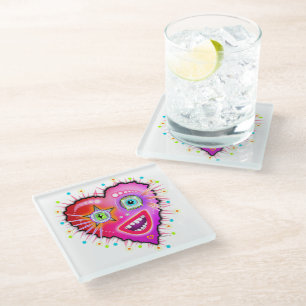 DESSOUS-DE-VERRE EN VERRE MON COEUR VA S'ÉCLAIRER